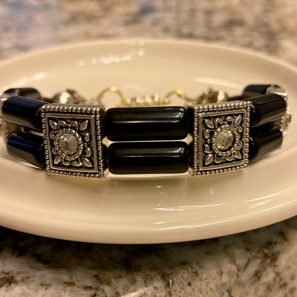 Jewelry - Black Bead Bracelet with Swarovski Crystals